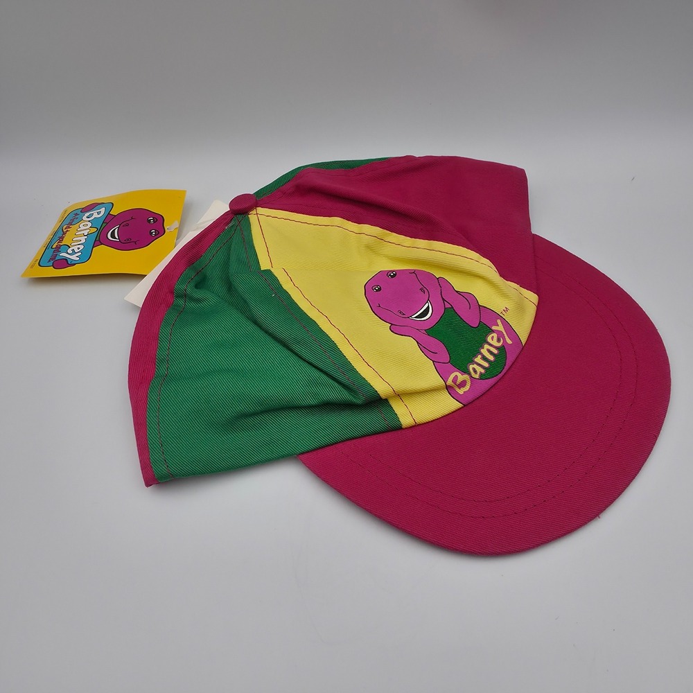 Vintage 1992 Barney the Dinosaur Kids Colorblock Hat NWT 90s Collectible Cap